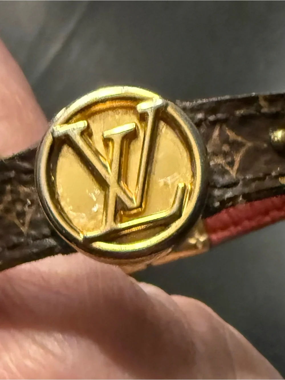 Louis Vuitton Brown Monogram Leather Bracelet with Gold Hardware Authentic - Picture 1 of 7